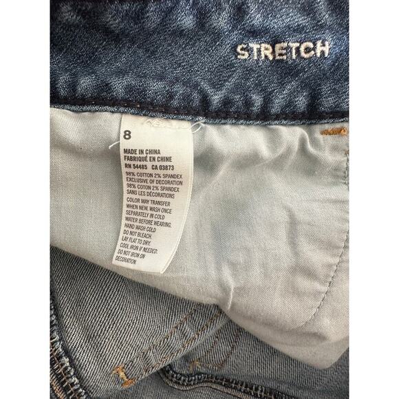 American Eagle Outfitters Embellished Distressed Y2K Denim Shorts Sz 8 - Picture 3 of 4